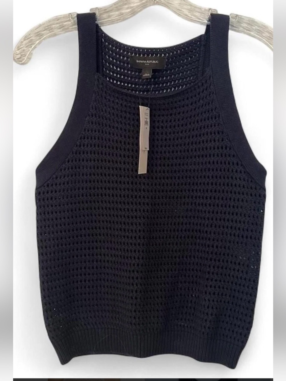 NWT Banana Republic open stitch sweater tank, navy blue size S